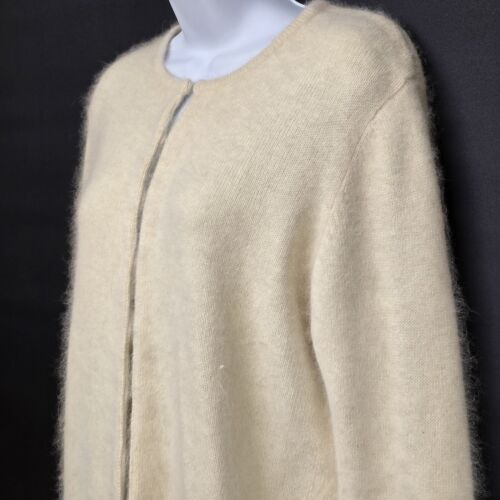 Xhilaration Women's Cream Angora Rabbit Hair Sweater Lg Hook-Eye Front Cardigan