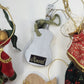 Christmas Ornaments Lot 4 Elf Knitting Lady Guitar Newfoundland Dog Mixed Media