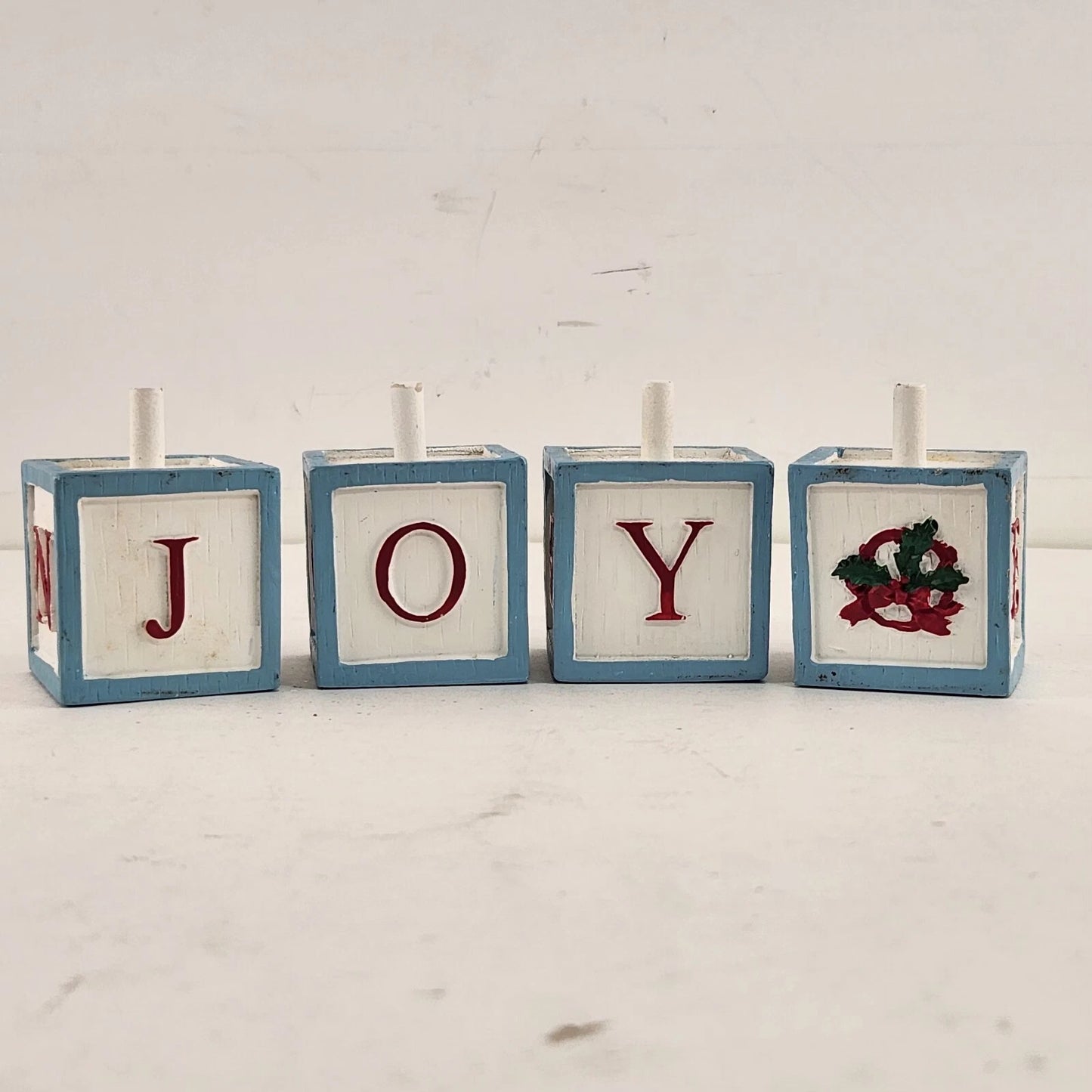 Avon Snowman Spelling Blocks 2003 Christmas Set of 8 JOY NOEL HOLY HOPE Ceramic