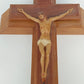 Hand Carved Catholic Sick Call Crucifix Holy Water Candles Wall Cross 2-Piece