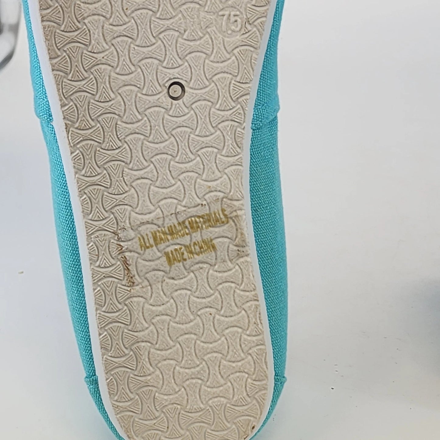 Aqua Light Blue Canvas Slip On Loafers Women 7.5 Casual