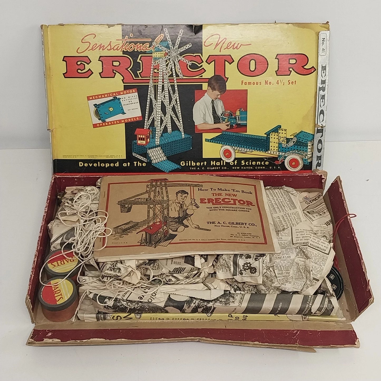 A.C. Gilbert Erector Set No. 4½ Original Box Manual Parts Boxes 1930s Vintage