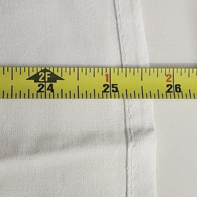 One Pair Of Solid White Curtains w Drawn Thread Lace Inserts 34"x26" Per Panel
