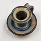 Doug Sassi Signed Pottery Candle Holder Vintage Blue Brown Handcrafted 4" x 2.5"