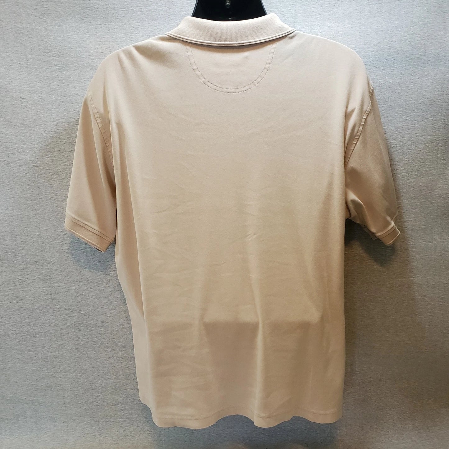 Van Heusen Men XL Beige Cotton Polo Shirt Short Sleeve Rugby