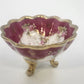 O&EG Royal Austria Porcelain Footed Bowl 3.75" Pink Gold Floral Scalloped Ribbed