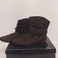 Rampage Beckett Brown Faux Suede Ankle Boots Shoe Womens 7.5 Bow Slouchy China