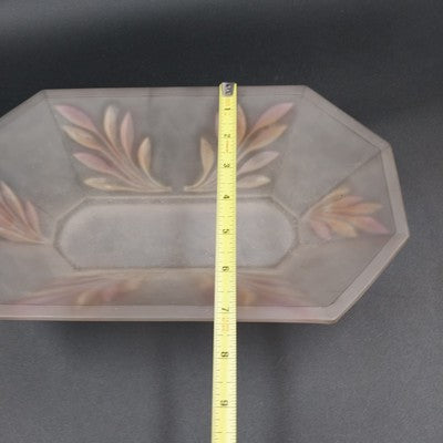 Frosted Clear Glass Leaf Cut Serving Dish Oblong Octagon Bowl Indiana Glass