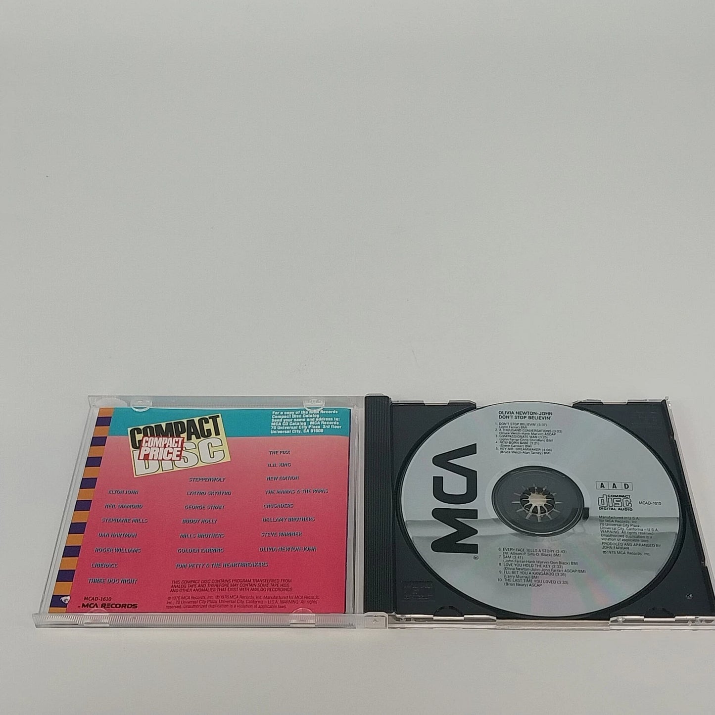 Olivia Newton-John Don't Stop Believin' CD MCAD-1610 MCA Country Pop Album 1976