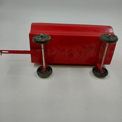 Ertl Red Farm Grain Wagon Trailer Pressed Steel 8"x4" Vintage 1:16 Tractor Toy