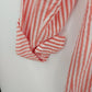 Velvet Heart Women's Peach White Striped Button Down Blouse Roll Tab Sleeve XL