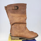 Top Moda Knee High Riding Boots Women's 8.5 Tan Block Heel Zip Top Buckle China