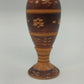 Hand Crafted Wooden Bud Vase Brown Carved Detailed Inlay Folk Art 6.9" Vintage