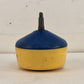 Mattel Mini-Wizzzer Spinning Top Toy Standard Yellow Blue 1970 No Tip Wheel Vtg