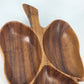 Hand Carved Natural Wooden Leaf Serving Tray 3-Section Divided Dish 16" Large