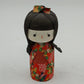Kokeshi Style Asian Paper Doll Noise Maker Ball Colorful Crepe Paper Kimono