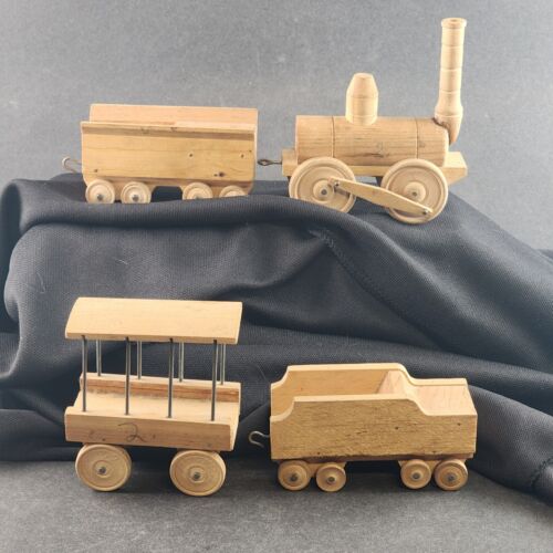 Handmade Wooden Train Engine and Train Car Vintage Variation Choices Unfinished