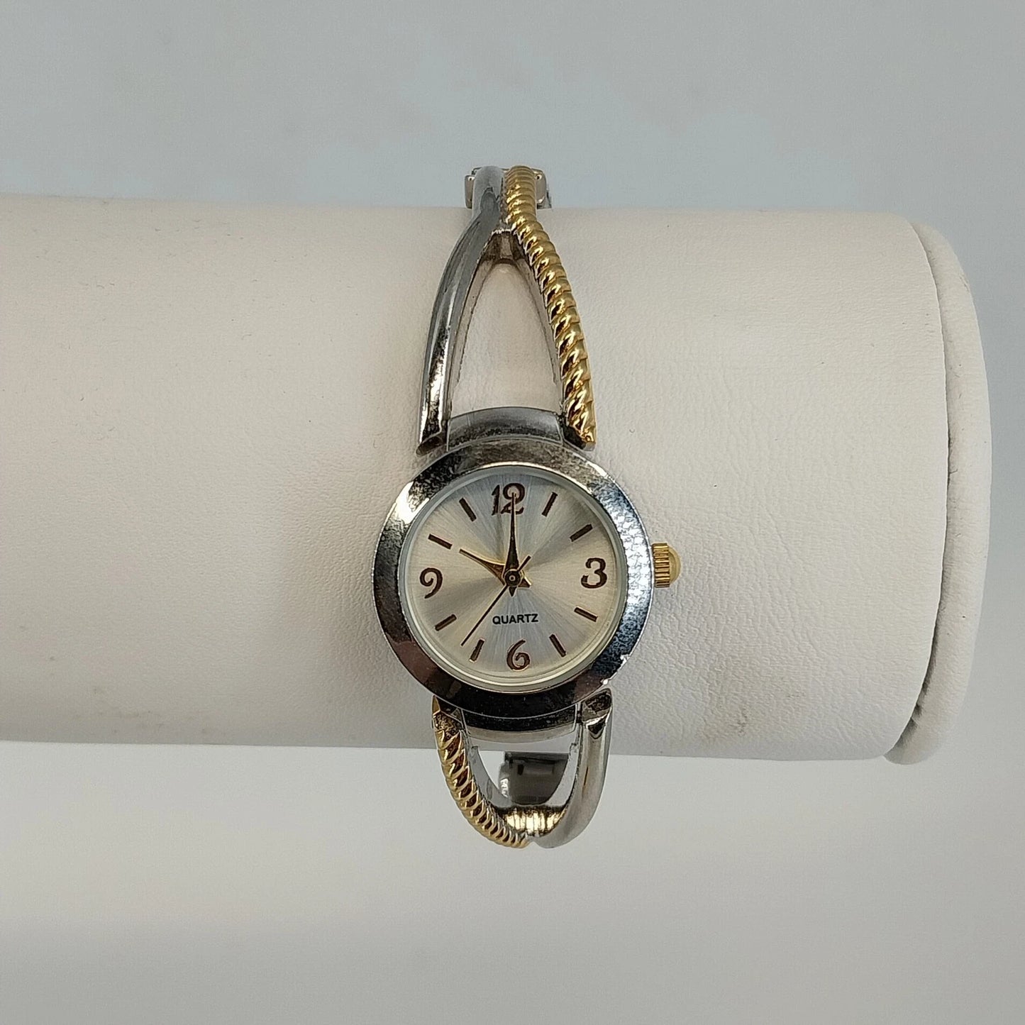 Women's Quartz Watch Two Tone Expansion Band Analog Silver Gold Tone Rope Style