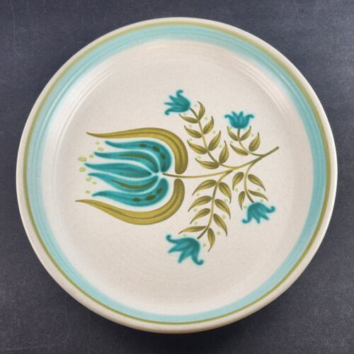 Tulip Time 14" Oval Serving Platter Franciscan Earthenware Blue Green Tulip Rim