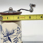 Leeds Engineering Pepper Mill Grinder Blue White Floral Wood Hand Crank 4"