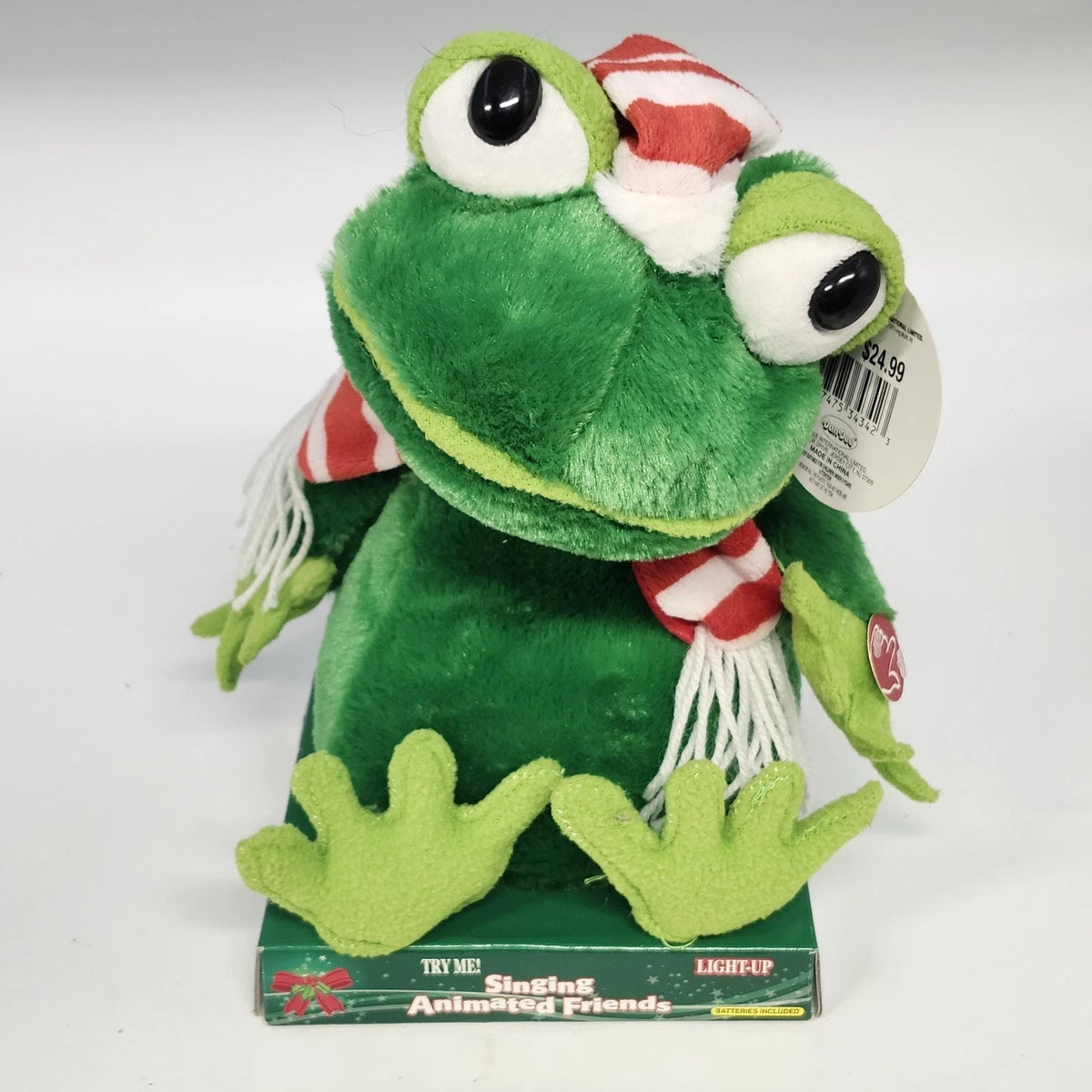 Dan Dee Christmas Frog Plush Singing Animated Friends Light Up Hat Scarf w Tags