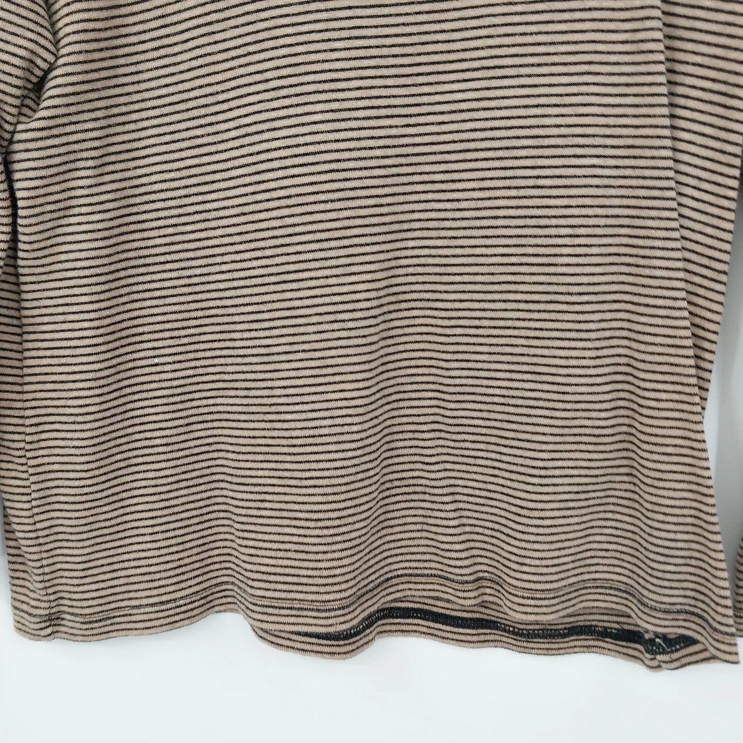Evan-Picone Women's Long Sleeve Striped Knit Top Brown Black Crew Neck Small