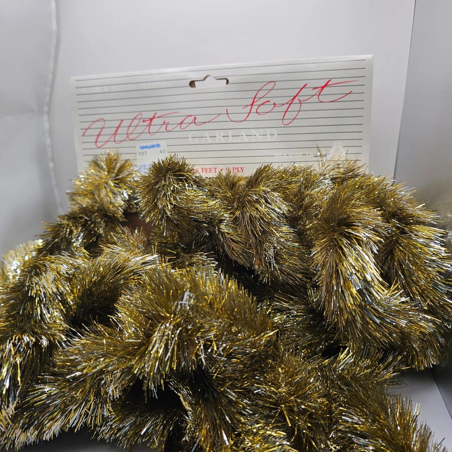 3 Pk Vintage Christmas Tinsel Garland Blue Silver Gold 18' NOS Made USA Shiney