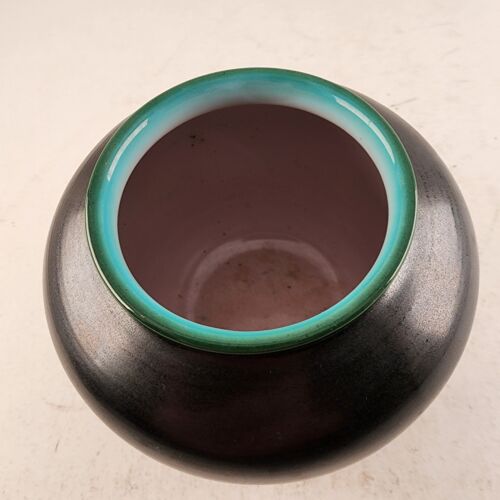 Wächtersbach Black Pottery Metallic Shine Glaze Shield Mark 10095 Pitcher & Vase