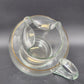Round Bubble Shape Clear Glass Pitcher with 3 Gold Stripes & Ice Lip 8.5” 1950's