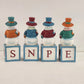 Avon Snowman Spelling Blocks 2003 Christmas Set of 8 JOY NOEL HOLY HOPE Ceramic