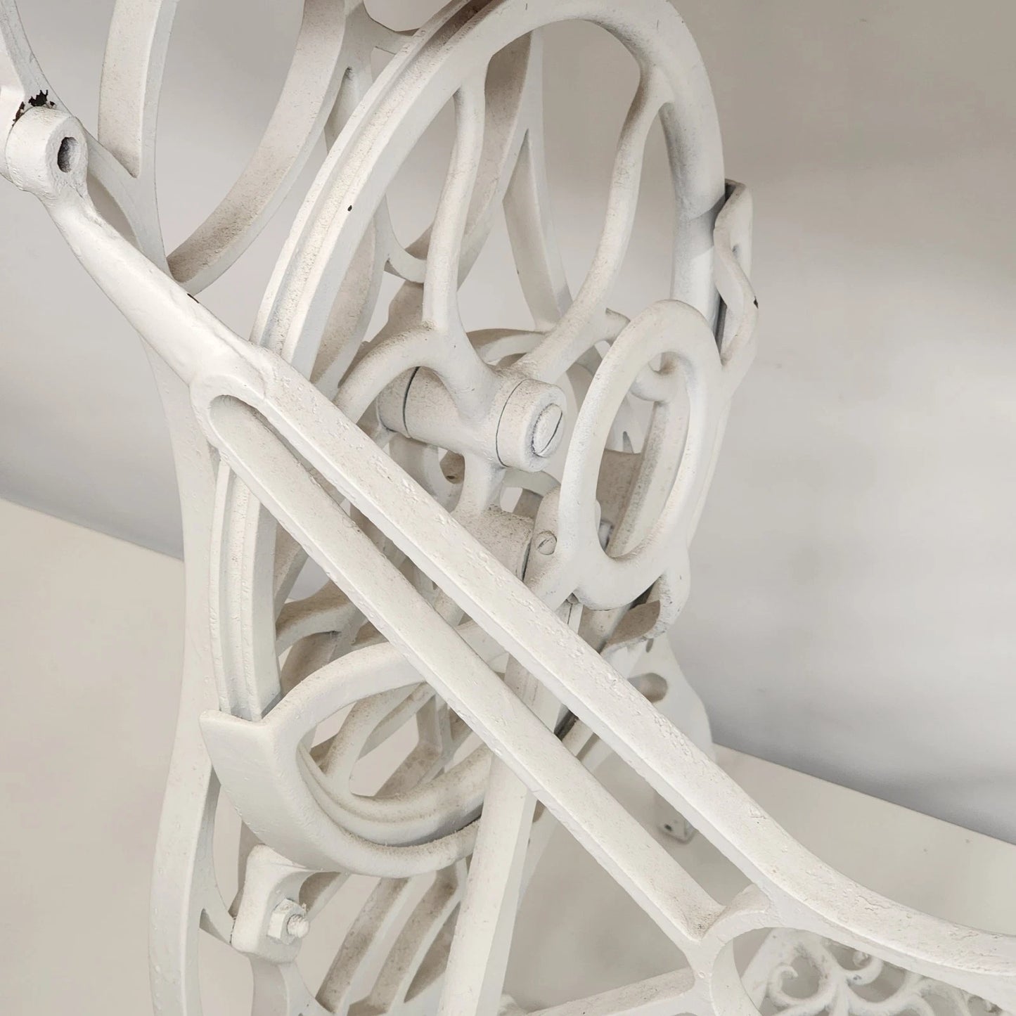 Antique Singer Sewing Machine Table Treadle Base Cast Iron Frame Wood Top 31.5"