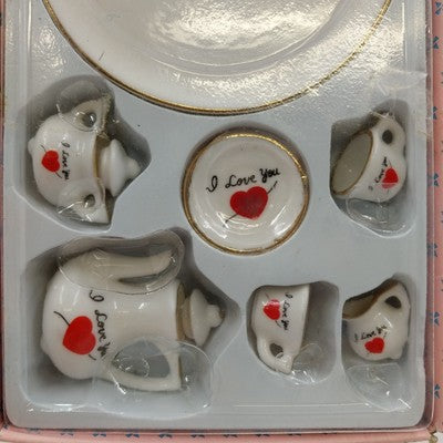 Ranger Miniature Tea Set Service for Two I Love You w/ Box 4.5"
