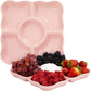 2 Pk Porcelain Pink Divided Serving Tray Appetizers 5 Compartments NEW 9.5"