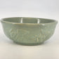 Stoneware Pottery Serving Bowl McCoy USA Seafoam Green Embossed Fruit Grapes 9"