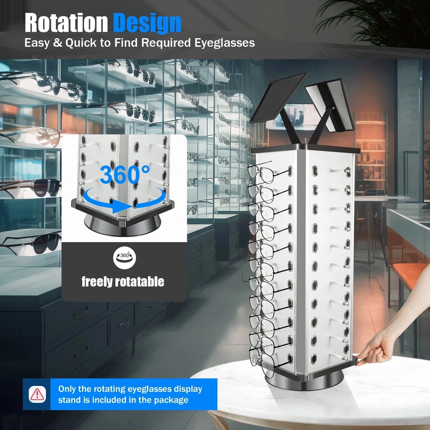 Rotating Eyeglass Display Tower 44 Pair Retail Rack Stand