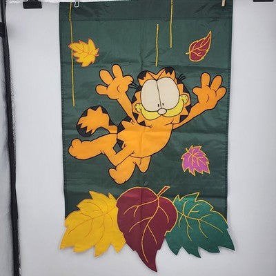 Garfield Fall Leaves Autumn Applique Large Yard Garden Flag Banner Decor 12"x18"
