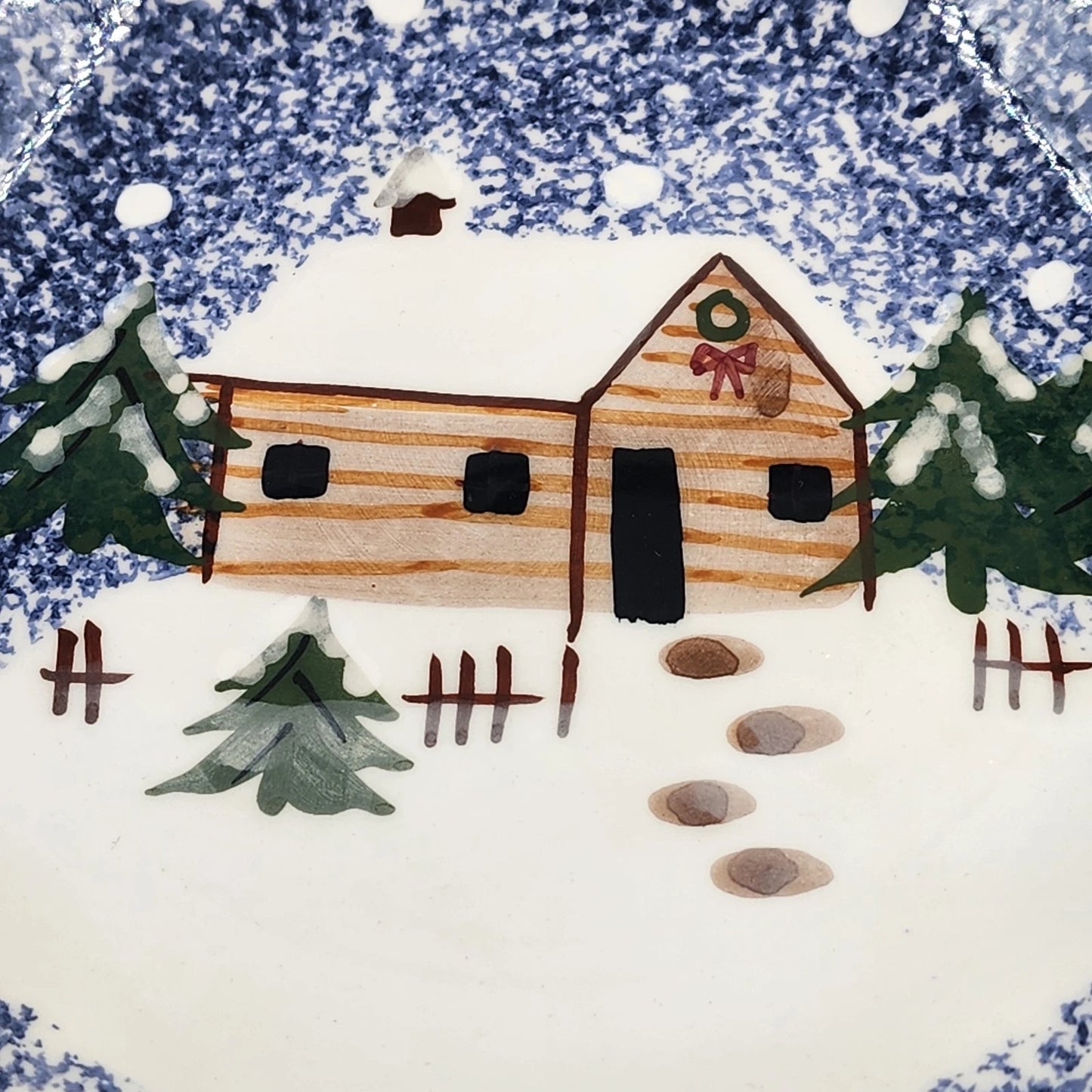 4 Holly Mountain Lodge Salad Plates 8" The Cook's Bazaar FWC Winter Scene