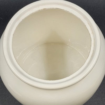 Treasure Craft All White Cookie Jar Ginger Jar Shaped 8.25" x 8.5" w Lid Mexico