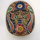 Hand Painted Natural Clay Wall Mask Bird Floral Folk Art 6" x 5" Mexican Pottery