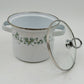 Corelle Coordinates Lincoware Callaway Enamel Mini Stock Pot with Glass Lid – 5" Vintage Green Ivy Design