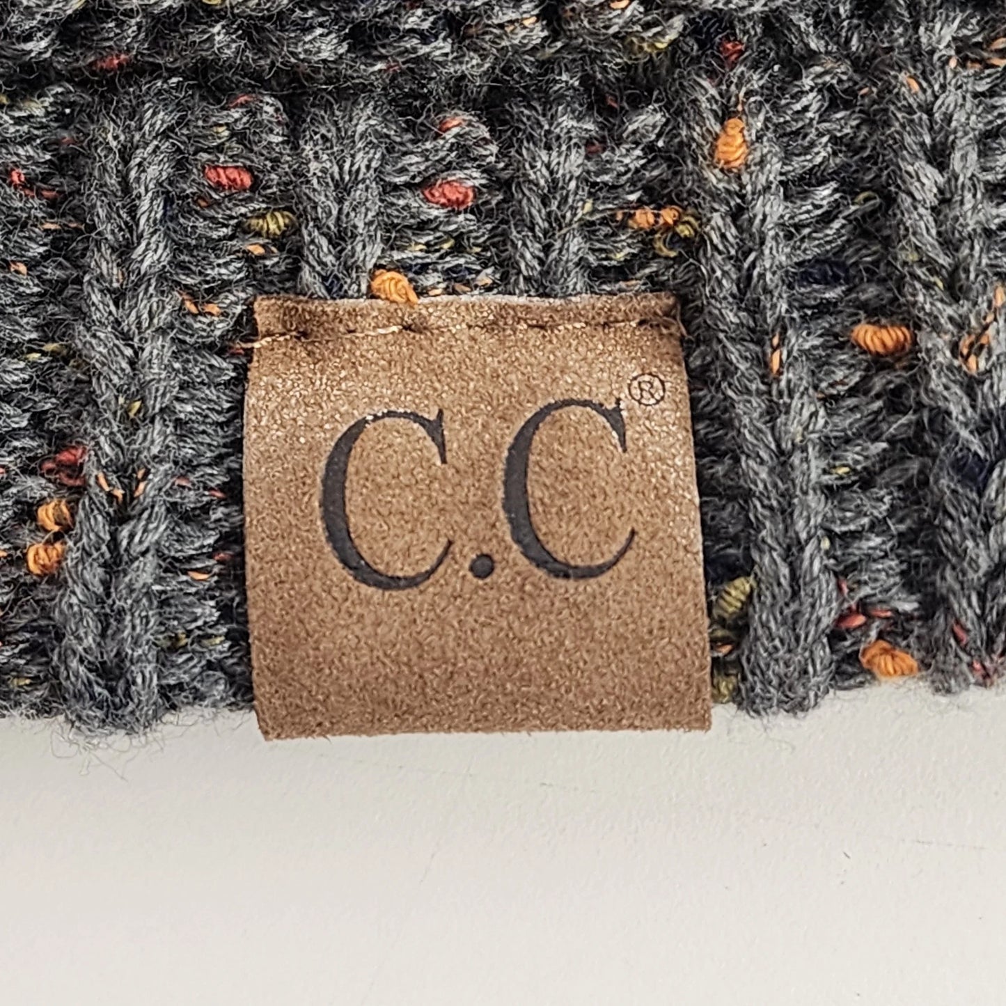 C C Cozy Confetti Beanie Dark Grey Knit Winter Hat Multi-Color Fleck One Size