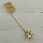 Gold Tone B Stick Pin with Crystal Rhinestone & Wooden Letter B Brooch Lapel