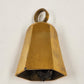 Cow Bell Hexagonal Solid Metal Brass w/Ring Handle Horse Sheep Goat 2" India