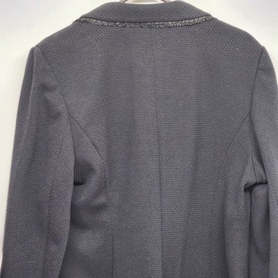 Laura Ashley Women’s XL Black Blazer Jacket Textured Sequins Trim Career Coat