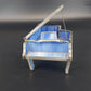 Blue Marbled Stained Glass Grand Piano Trinket Jewelry Box Metal Frame 7" Vtg