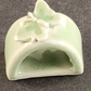 3 Thai Celadon Ceramic Green Butterfly Pattern Vintage Oval Napkin Rings