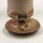 Handcrafted Speckled Stoneware Pottery Lidded Jar w Ribbon Handle Rustic Decor