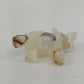 Hand Carved Marble Onyx Elephant Figurine White Brown Stone Sculpture 2.25"