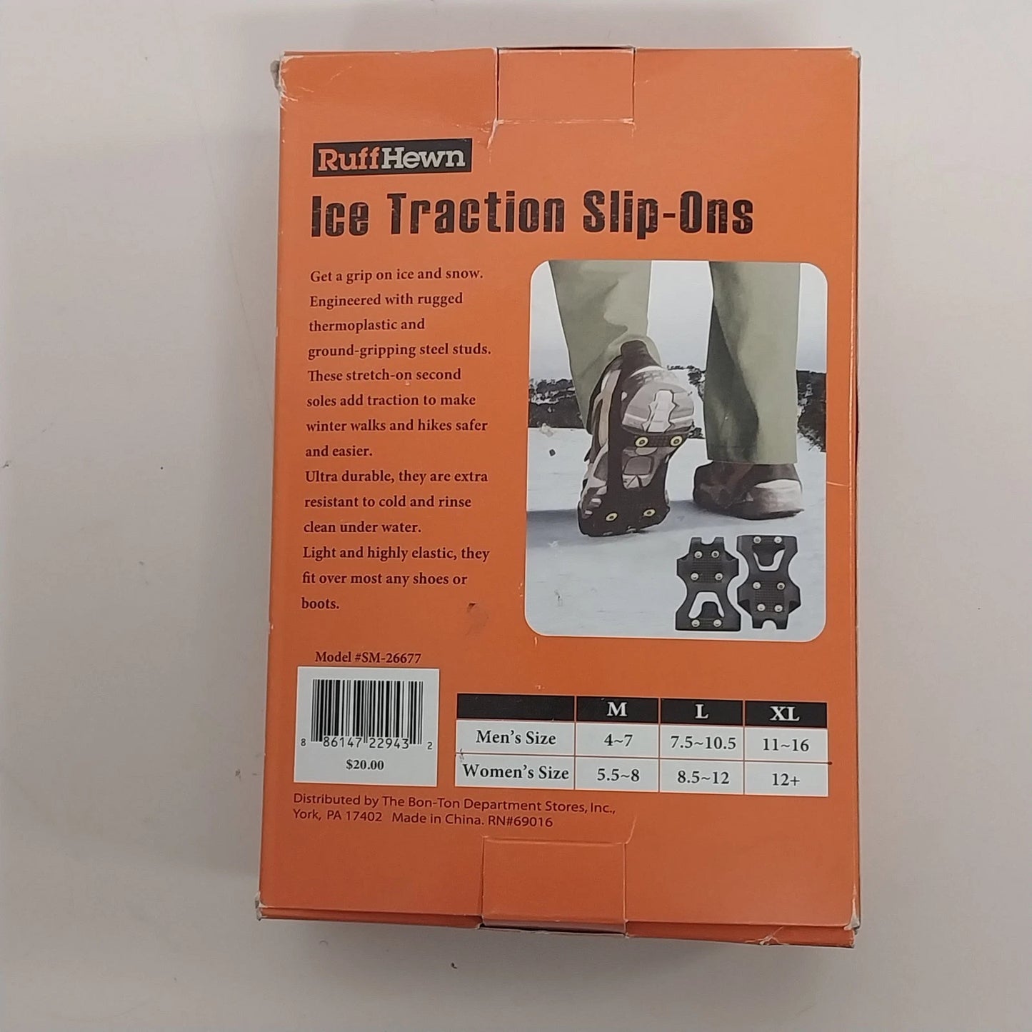 Ruff Hewn Ice Traction Slip-Ons XL Mens 11-16 Snow Cleats Steel Studs Footgear