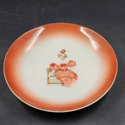 Antique Carlsbad Austria Portrait Bowl – Belle Époque Victorian Hanging Wall Plate – Porcelain with Gold Gilding – 8.25" Decorative Art Bowl